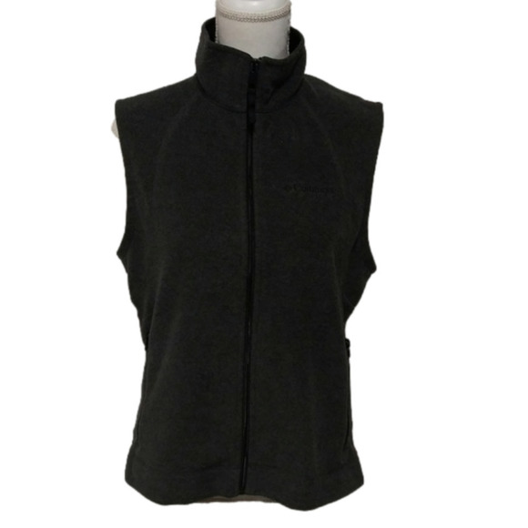 Columbia Sportswear Gray Black Stand Up Collar Sleeveless Zip Up Outdoor Vest - Picture 1 of 8